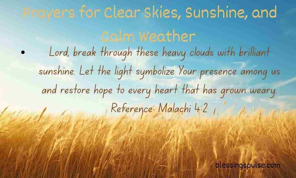  Prayers for Clear Skies, Sunshine, and Calm Weather